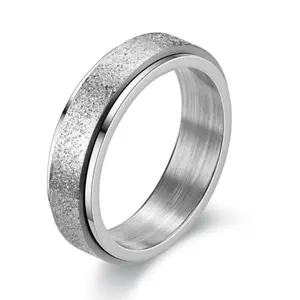 Anxiety Spinner Ring for Women ,Stainless Steel Wedding Band Rings,Multicolor Frosted Rotatable