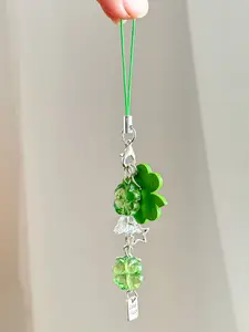 2 pieces of lucky clover phone lanyard bead wind chime CCD camera accessory keychain versatile bag accessory small gifts