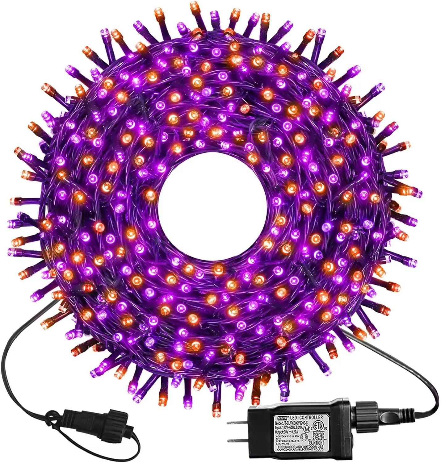 300 LED Orange&Purple Lights, 99FT Connectable 8 Lighting Modes with Memory Function Plug in, Waterproof for Outdoor Indoor Garden Roof Happy New Year Decorations (Purple and Orange) Happy Mother’s Day Gift