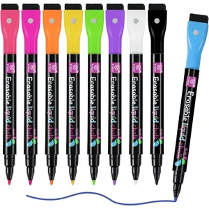 9-Color Markers for LED Note Board with Colors, Replacement Dry Wipe Markers for Led Drawing Board, Washable or Dry Erase Color Marker Compatible with Note Boards Message Boards Whiteboard