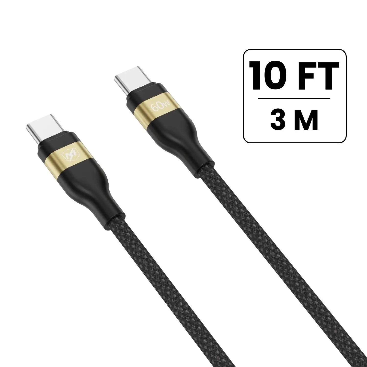 MyBat Pro 60W USB-C to USB-C Braided Charging Cable - 10FT - Black