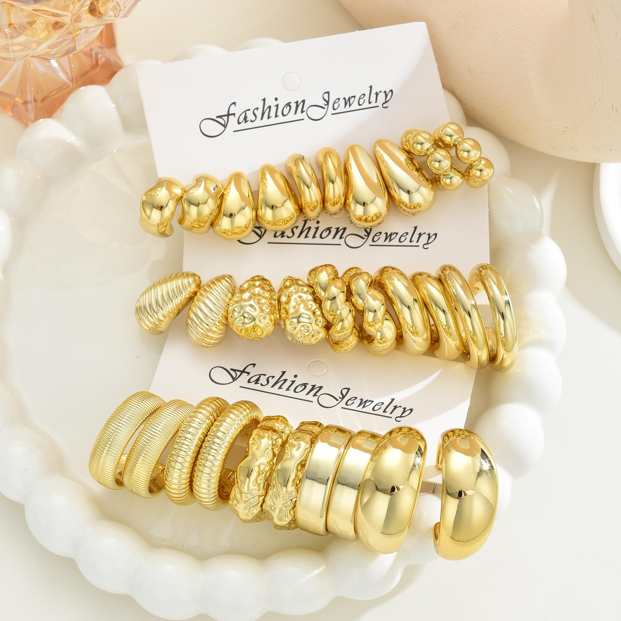 17KM 20 pcs Gold Hoop Earrings Set for Women Multipack, Hypoallergenic Chunky Chain Twisted Hoop Earrings Pack, Fashion Dangle Earrings Jewelry for Gift