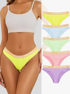 5-Pack Women's Soft Breathable Triangle Underwear, Colorful Solid Design, Comfortable Fabric, Casual All-Seasons Wear