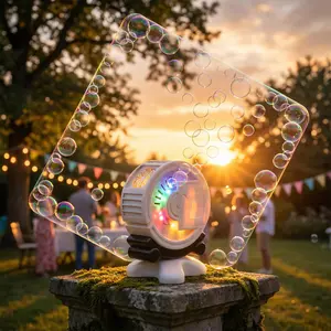 Automatic Bubble Machine 360° Rotatable - Portable Bubble Blower with Rich Bubbles for Kids Toddlers, Indoor Outdoor Party Wedding Summer Toy Gift, Black/White Optional