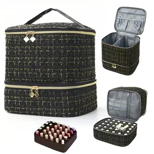 Portable Salon-Grade Nail Polish Makeup Storage Bag Valentine's Day Gift Water Resistant Organizer Holds 30 Bottles UV Lamps Chic Travel Case for Manicure Tools Accessories Lightweight Jewelry Organizer Box Girlfriend Present Minimalist