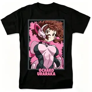 My Hero Academia Ochaco Uraraka Graphic T-Shirt,  Oversized Anime Tee, Retro Pink Uravity Hero Streetwear Top for Men Women, Anime Lover & MHA Fan Gift Shirt