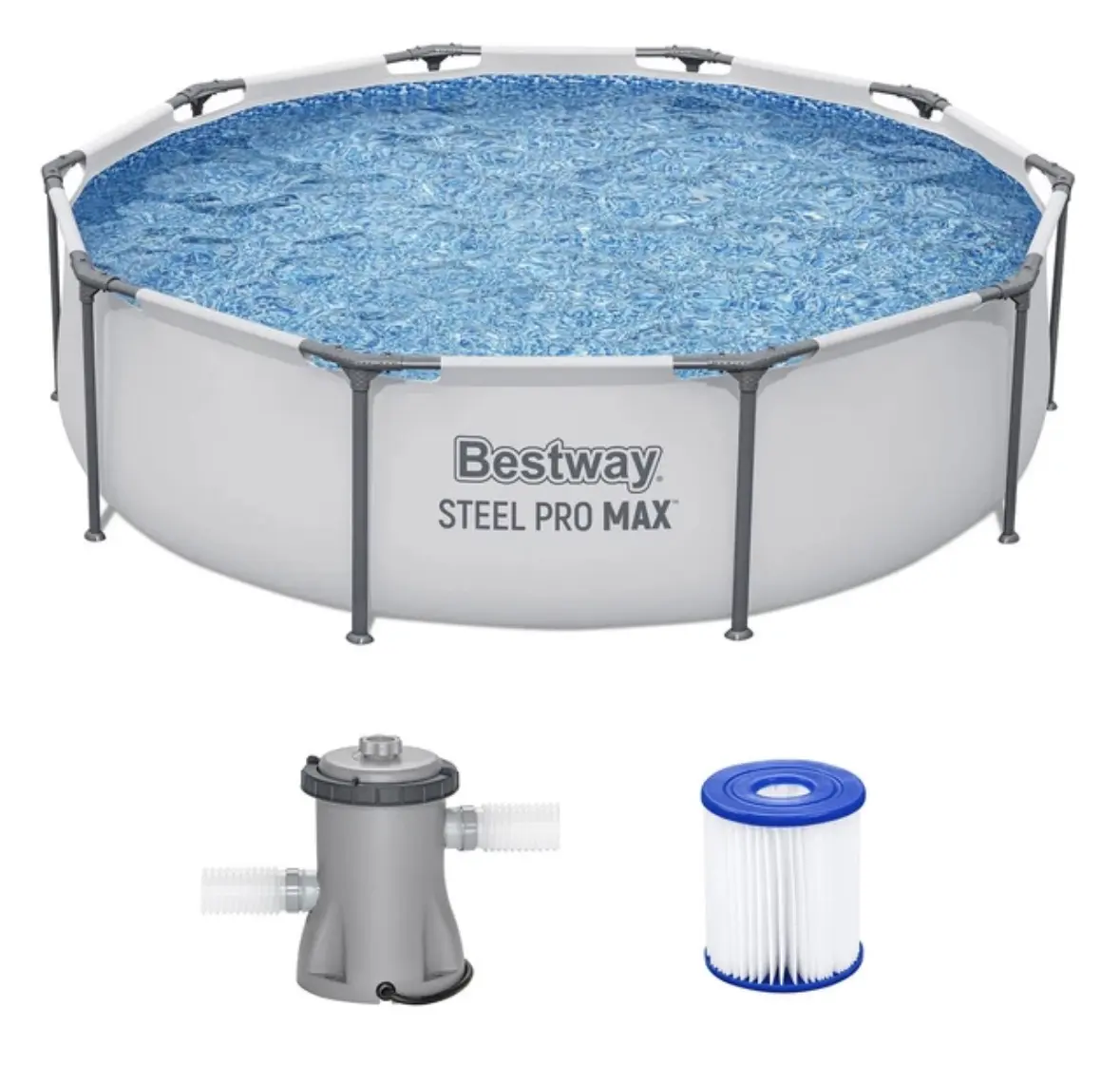 Bestway Steel Pro MAX 10'x30" Round Above Ground Outdoor Swimming Pool with Pump