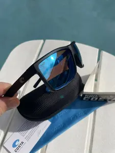 Costa Del Mar Rinconcito Polarized - Matte Black Frame W/Blue, Costa Sunglasses For Men, Stylish, Durable, Versatile, Polarized, Anti-UV/Blue Light, Dust/Windproof – Gift For Him