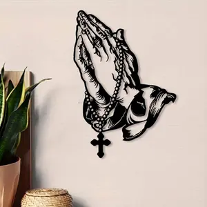 Praying Hands Metal Wall Decor, Religious Home Decor, Rust-Resistant Religious Statue Mural, Ideal Gift for Church & Study Room, Religious Decoration, Non-Sensitive Material
