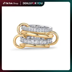 Gold Outdoorfun Stackable Rings for Women Non Tarnish, Cubic Zirconiaa Rings, Silver Gold Multi Ring Mixed Metals Stack Rings Set