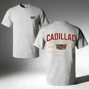 Men's Cadillac Luxury Car Graphic Tee – Classic American Car Print, Streetwear Casual Crew Neck Short Sleeve T-shirt