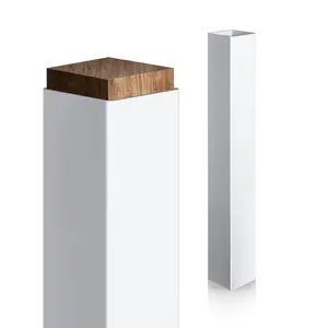 1Pc White Vinyl Post Sleeve Wrap Cover, Actual 5.5 x 5.5 x 39.4In Weatherproof Durable Column Wraps, Easy Installation for Patio Decks Porches Mailbox