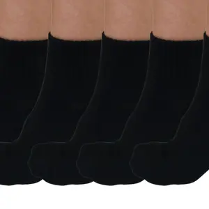 1/4 Crew Bamboo Viscose Socks Unisex Black Color - 5-pack