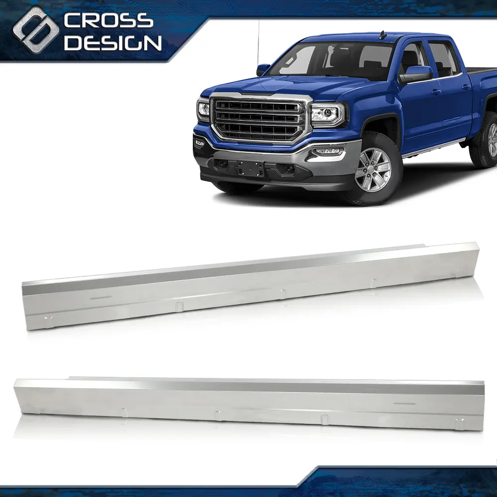 CROSSDESIGN Rocker Panels - 100% Brand New New Pair Truck Accessories, Body Kit Accessories, Chrome Exterior Trim Auto Parts for 2014-2018 Chevrolet Silverado & GMC Sierra Extended Cab 4-Door