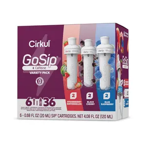 Cirkul GoSip Flavored Water, Makes 36 Energy Drinks. No Sugar, 0 Calories. Flavored Water for Everyday Energy. With Caffeine & B-Vitamins (Black Cherry, Blue Raspberry, Strawberry Watermelon)