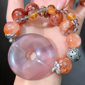 059 Hematoid Quartz  Fluorite Lucky Charm Bracelet 2025 Energy High Quality Fashion Bead Bracelet Magnetic Feng Shui Bracelett