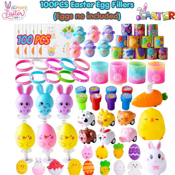 100 Pack Easter Egg Fillers – Assorted Toys for Kids Boys & Girls, Easter Basket Stuffers, Party Favors, Egg Hunt Prizes, Classroom & Easter Gifts