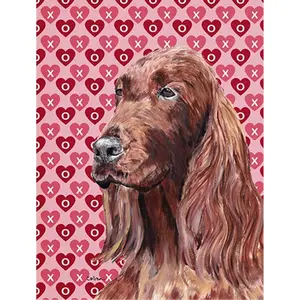 Carolines Treasures  Irish Setter Valentines Love Flag Canvas House Size, Yard Sign Banner, Decoration, Full Size