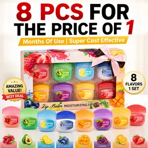 Fruit Scented Lip Moisturizer Set (8 Pack) - Deep Hydration for Dry Lips, Cute Aesthetic Lip Balm with Natural Extracts
