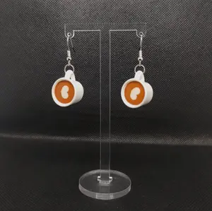 #198 Latte Coffee with Various Designs Earrings- Casual Food Coffee Jewelry