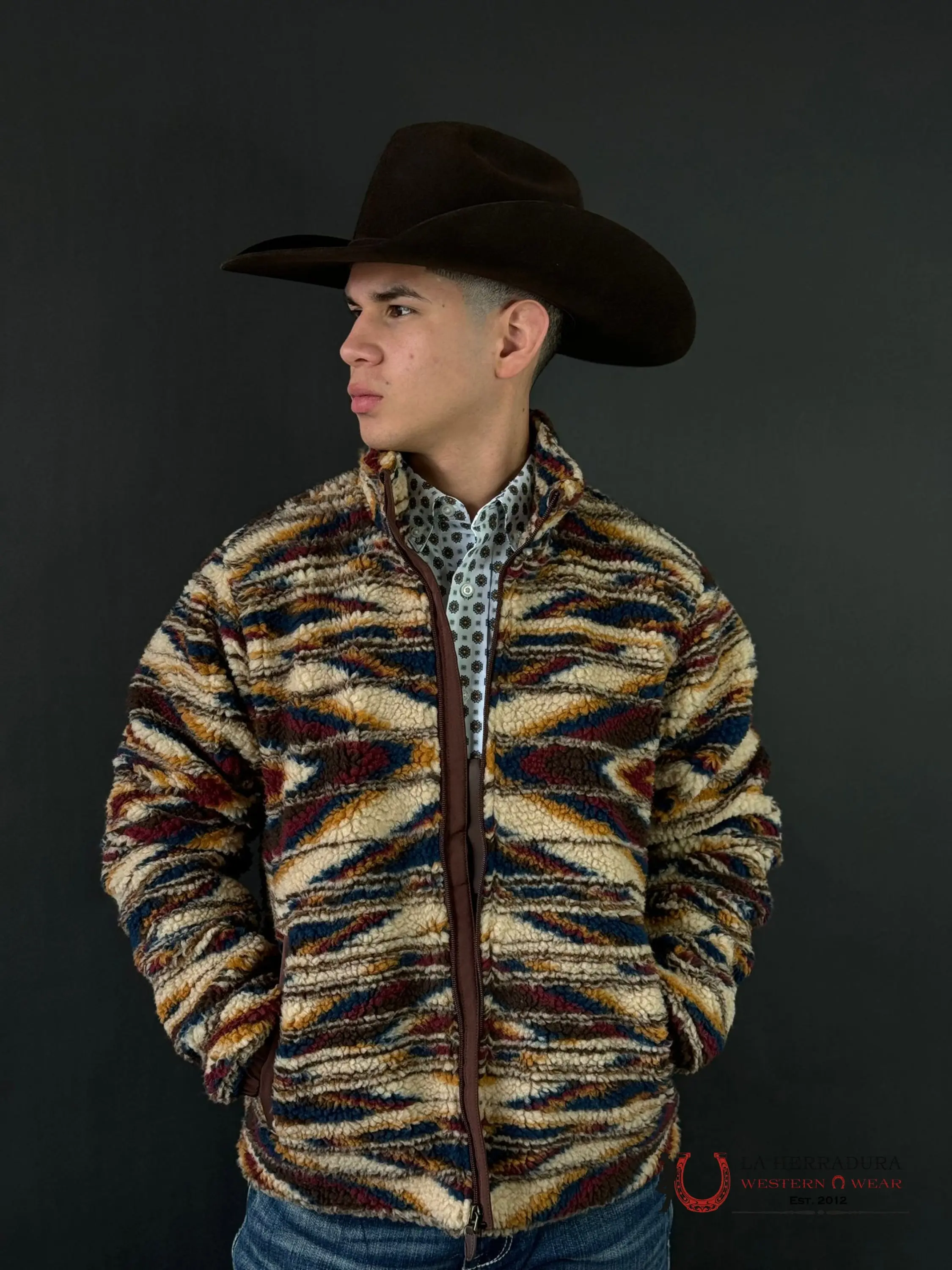 Ariat Men's Chimayo Sartallo Fleece Jacket - Striped Pattern, Long Sleeve, Casual Style