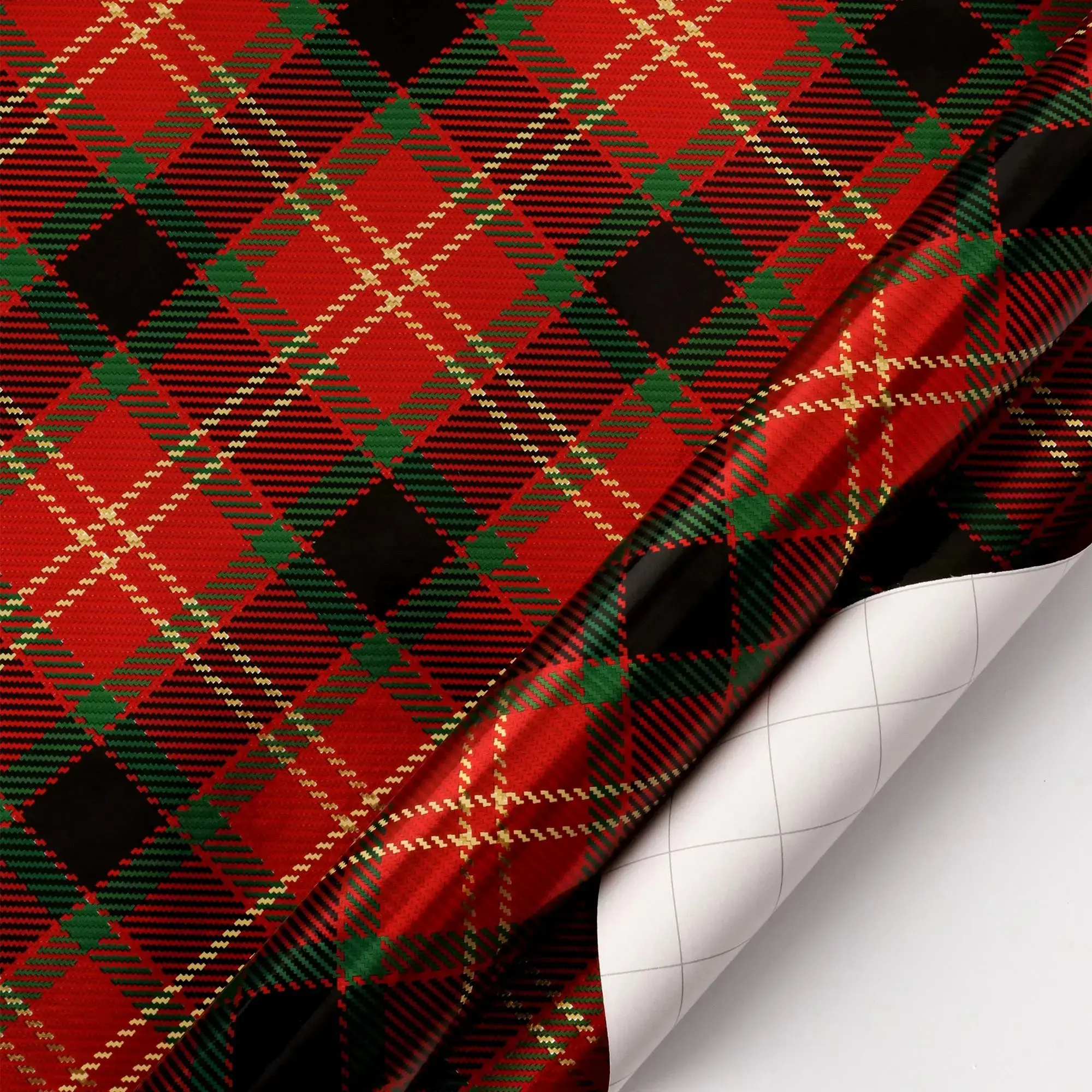 Holiday Gift Wrapping Paper - 30" x 10', Red/Black Diagonal Plaid, Plaid Gifts & Wrapping Supplies