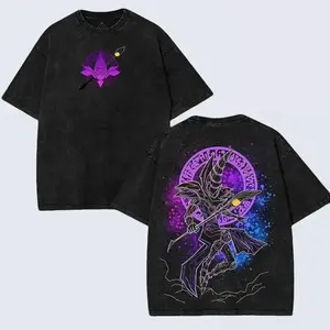 Dark Magician Legendary Yugioh Yu-gi-oh Monster Card Yugi Muto anime manga game 2 sided Washed Tshirt, Hoodie unisex graphic tee 90s Cotton Top gym wear Anime Inspired graphic tees men gifts dailywear Menswear