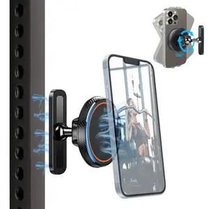 PADOX Upgraded Gym Magnetic Phone Holder for Magsafe,360 Adjustable, Compatible with 4.7-6.5" Smartphones, Alloy Base and Joint, Black-Christmas gift, New Year Gift