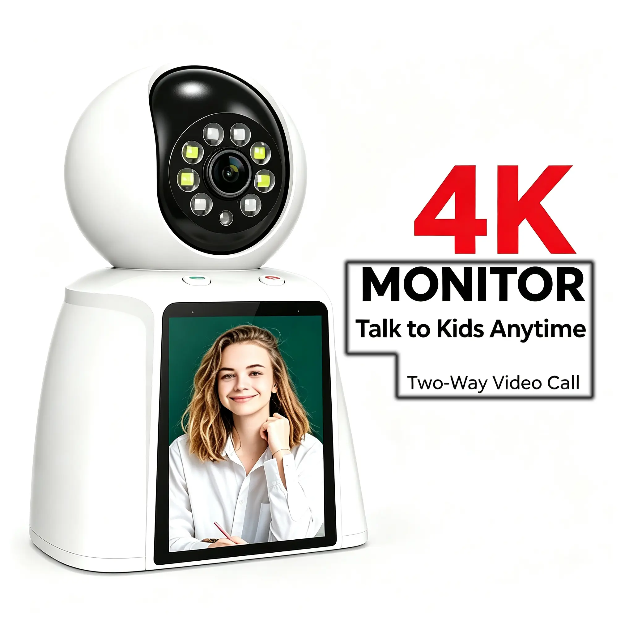 Indoor 4K Security Camera, 5G WiFi, 360° Panoramic Surveillance, Motion Tracking, Infrared Night Vision, 2-Way Audio, 1-Touch Call, Easy Quick Install, Nanny Monitor for Elderly & Baby, Home Security Camera