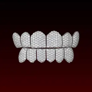GBT Honeycomb Round Cut Moissanite Diamond Grillz - Luxurious Design for Youth with Dazzling Sparkle