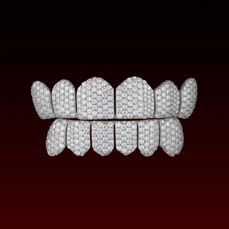 GBT Honeycomb Round Cut Moissanite Diamond Grillz - Luxurious Design for Youth with Dazzling Sparkle