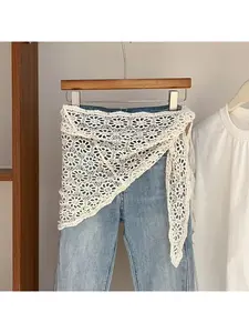 Lace crochet openwork triangle scarf women's summer lightweight versatile boho layered butt flap decorative small shawl