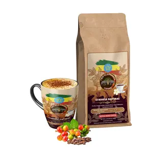 Ethiopia Natural - Medium/Light Roast - Whole Bean Coffee - NET WT. 1lb (16 oz. 454g) Bag Beverage Dark Beverage Dark