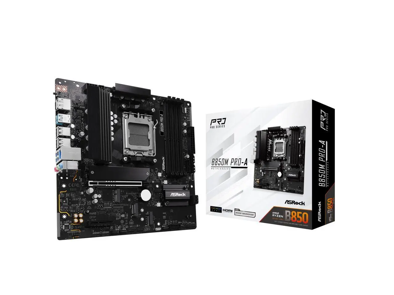 ASRock B850M Pro-A AM5 AMD B850 Micro ATX Motherboard ASRock B850M Pro-A AM5 AMD B850 Micro ATX Motherboard