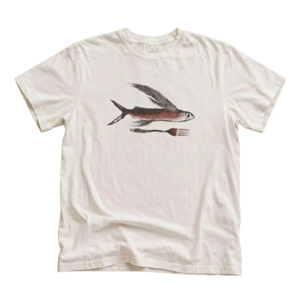 The Flying Fish Fork Graphic T-Shirt, Funny Food Art Tee, Minimal Ocean Shirt, Unisex Fish Lover Shirt, Menswear Top, Womenswear Top Underwear Streetwear