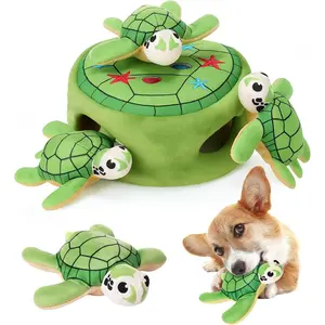 Squeaky Dog Toy Interactive Plush Hide and Seek Pet Toys to Keep Them Busy Stuffed Pet Chew Puppy Enrichment Gifts for Small Dogs Lovers Baby Shower Teething Training Indoor(Turtle)