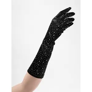 Katherine 38" Bridal Satin Rhinestone Gloves