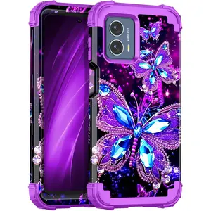 for Moto G 5G 2024 Case,Glow in The Dark Three Layer Heavy Duty Shockproof Full Body Protection Hard Plastic Bumper+Soft Silicone Protective Case for Motorola Moto G 5G 2024,Dark