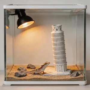 Leaning Tower of Pisa 3D Printed Hideaway for Reptiles - Unique Italian Design - Perfect for Reptile Environments