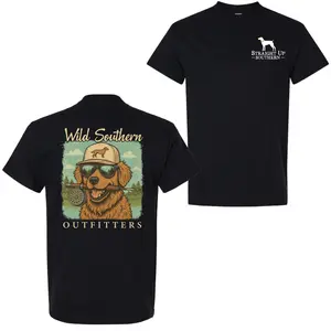 Wild Southern Shirt, Funny Dog Fishing T-Shirt, Simply Printed Graphic Shirt, Daily Casual Cotton Womenswear, Men