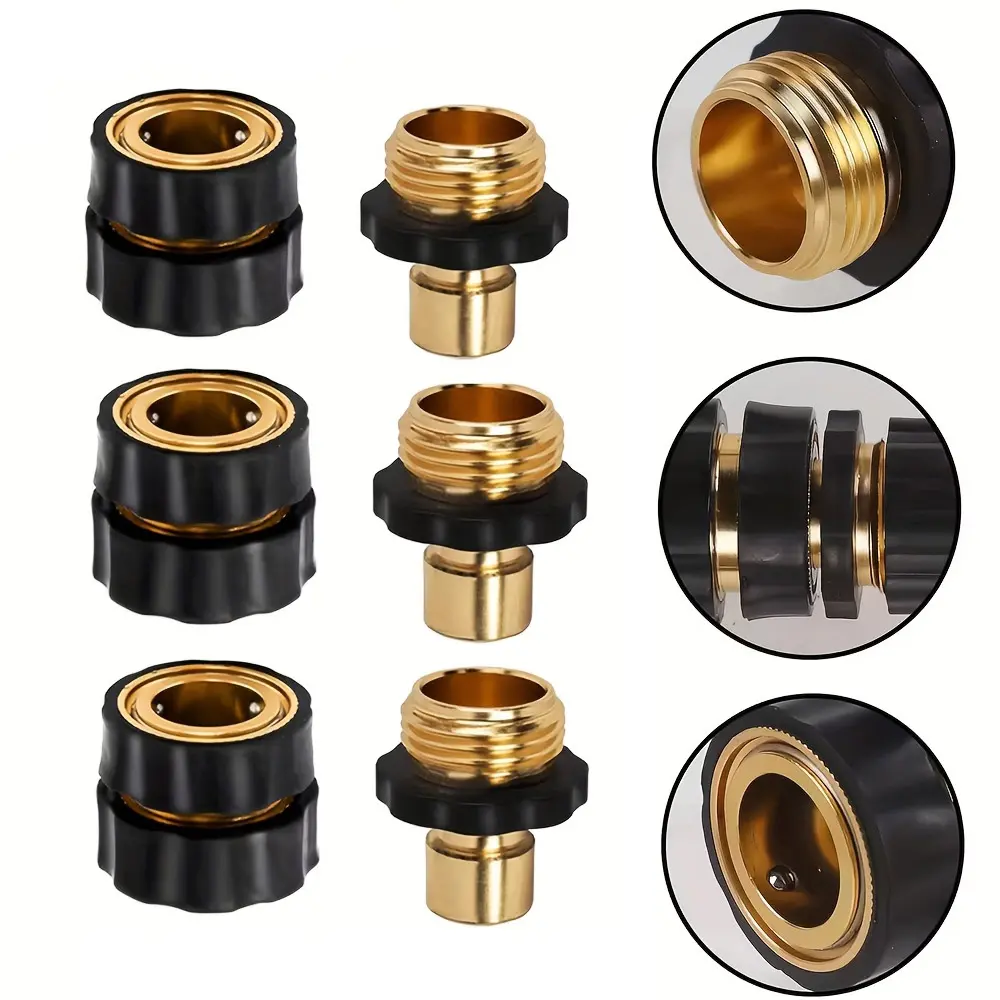 3/4 Inch Garden Hose Quick Connect Connector, Heavy-Duty Plastic Fittings with Aluminum Alloy Hex Screws, Secure Outdoor Hose Accessories