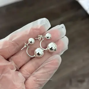 950 Silver 2 in 1 Phone Earring #2 Large Heart Design for Everyday Wear Stylish Heart-Shaped Accessory