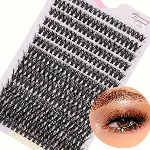 280 pcs 30/40D 9-16mm Mix D curly hair cluster eye black personal eye black hair extension cluster eye black soft natural false eyelash personal DIY eyelash, Diy Eyelash Clusters, Diy Eyelash Extensions, Cluster Lashes, Volume Lash Clusters