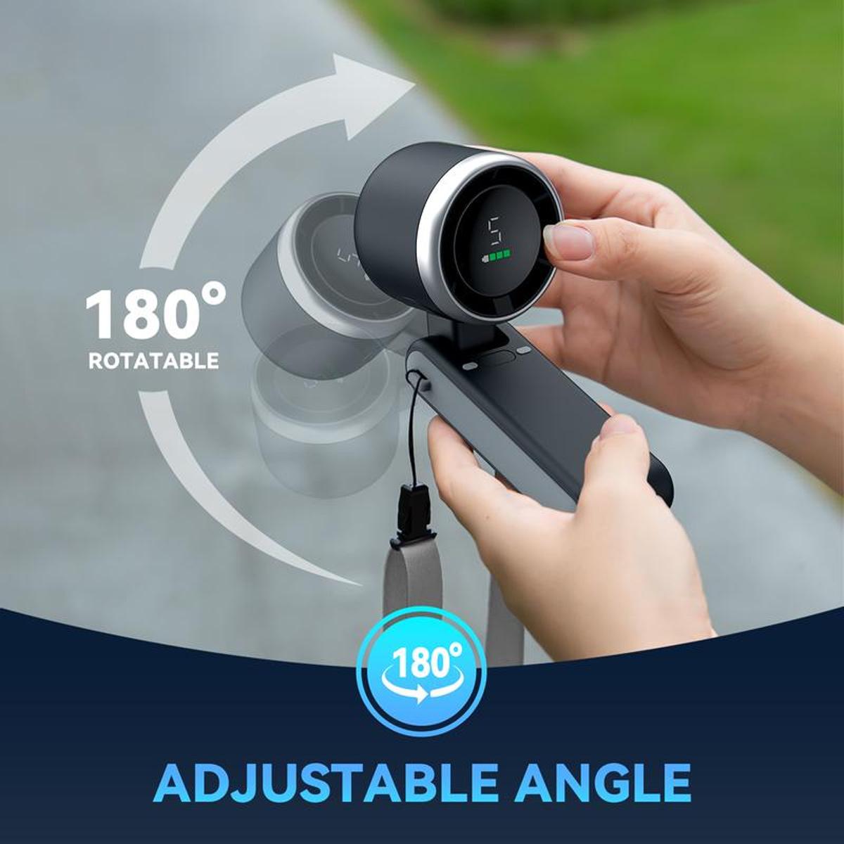 Portable Handheld Turbo Fan, 5-speed Wind Speed Fan, USB Rechargeable Travel Neck Fan, 3600mAh Battery & 15000RPM Speed, 180°Foldable with Air Turbo Tech Personal Cooling for Travel Outdoor Black