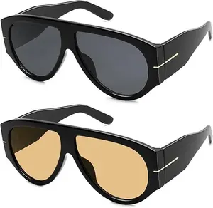 Retro Oversized Aviator Sunglasses for Women Men 70s Style UV400 Protection Luxury Thick Frame Fashion Shades#SummerVibes