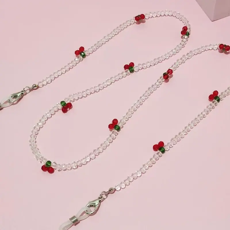 Cherry Decor Beaded Glasses Chain, Glasses Lanyard, Necklaces for Eyeglasses, Cute Glasses Holder Strap, Fashion Eyewear Accessories, Girly Accessories for Women & Girls