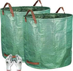 2-Pack 132 Gallon Yard  Bags,  Heavy Duty Collapsible Garden Leaf Bags with Plastic Ring, Stand-Up Yard  Bin for Leaves, Lawn Debris & Grass Clippings