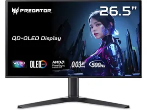 Acer Predator 27" (26.5" viewable) QHD 2K 1440P 500Hz with AMD FreeSync Premium Pro (AMD Adaptive Sync) 0.03ms HDR500 USB-C OLED Gaming Computer Monitor with Height Adjustable, Swivel, Pivot & Tilt Stand X27U F5bmiippruzx