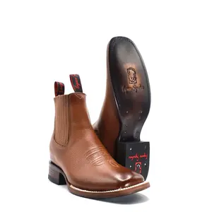 2663158 - Men's Vaquero Signature Wide Square Ankle Toe Boots (Flor Entera Canela Difuminado)