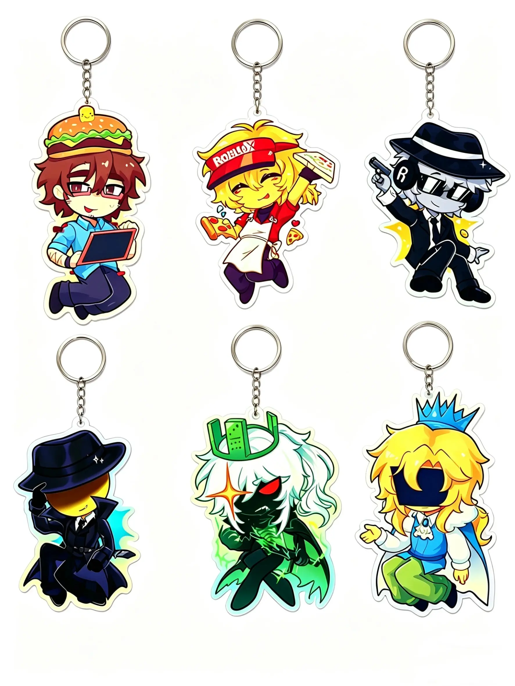 RBLX Forsaken Acrylic keychain lxlxlxl, Elliot, iTrapped, Two Time, 007n7 Kawaii Cartoon game Character pendant